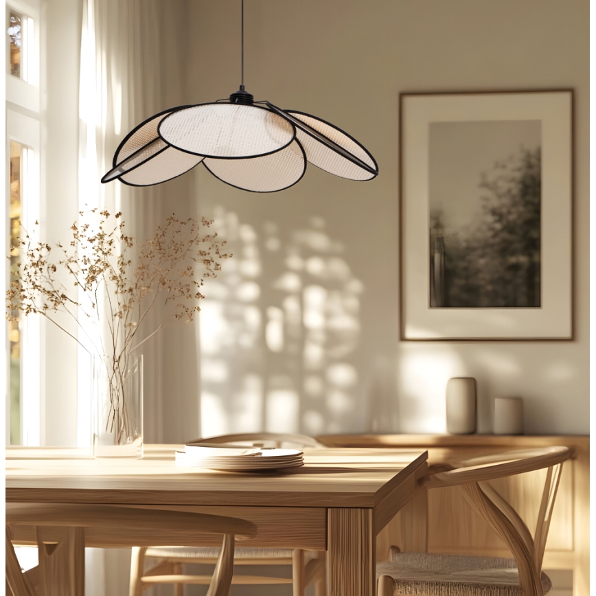 Lampadario a sospensione con cavo MARGARET 1xE27/40W/230V nero/beige