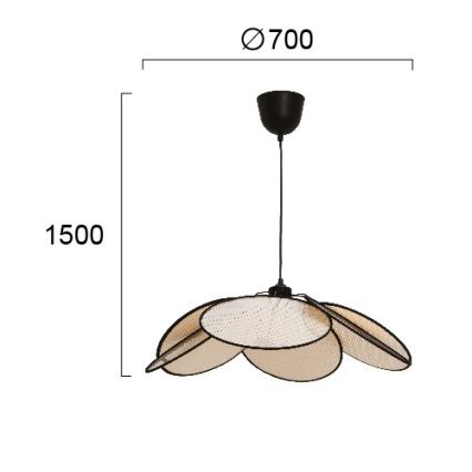 Lampadario a sospensione con cavo MARGARET 1xE27/40W/230V nero/beige
