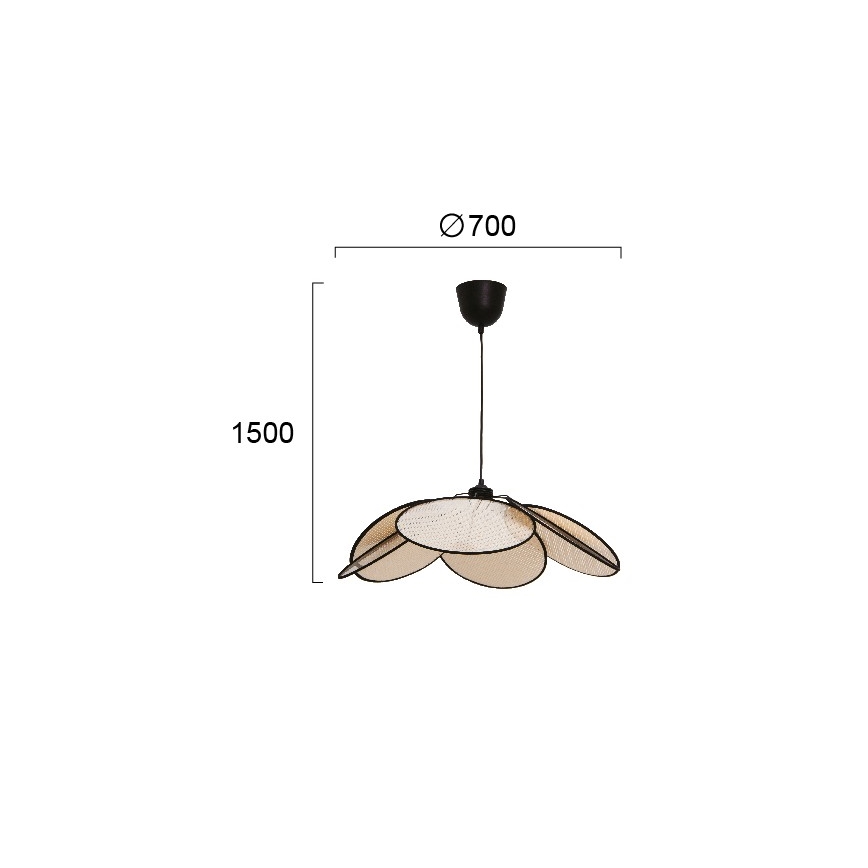 Lampadario a sospensione con cavo MARGARET 1xE27/40W/230V nero/beige
