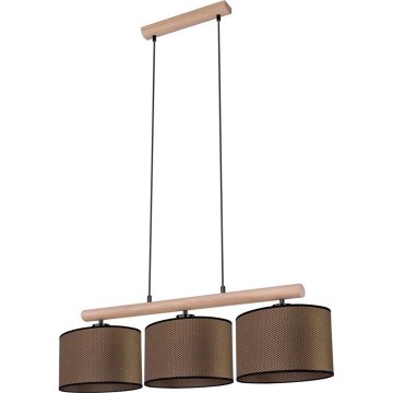 Lampadario a sospensione con cavo MERCEDES 3xE27/40W/230V marrone/rovere