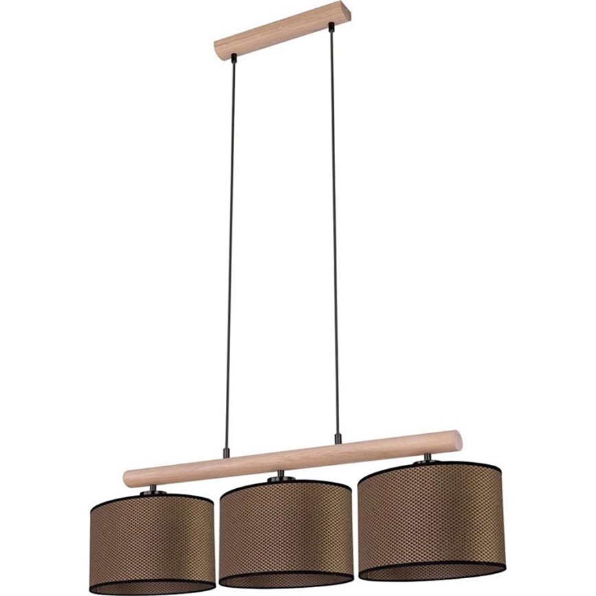 Lampadario a sospensione con cavo MERCEDES 3xE27/40W/230V marrone/rovere