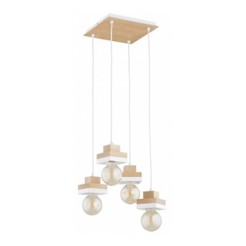 Lampadario a sospensione con cavo MIKO 4xE27/15W/230V bianco/beige