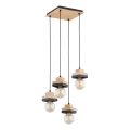 Lampadario a sospensione con cavo MIKO 4xE27/15W/230V nero/beige