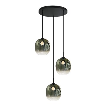 Lampadario a sospensione con cavo MIRROR 3xE27/14W/230V verde fumé