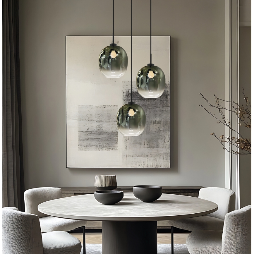 Lampadario a sospensione con cavo MIRROR 3xE27/14W/230V verde fumé