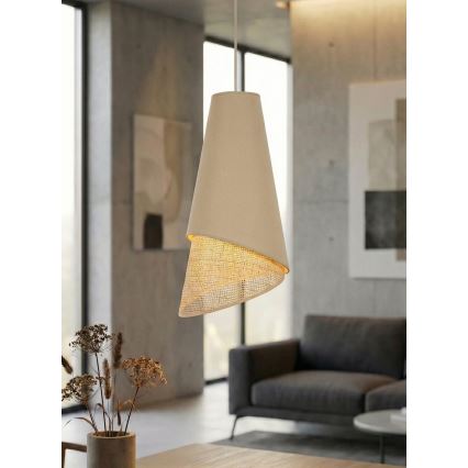 Lampadario a sospensione con cavo MODA 1xE27/15W/230V beige/rattan