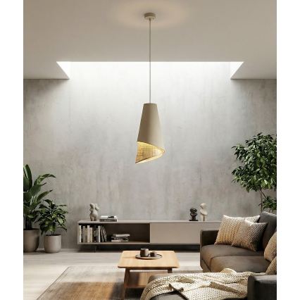Lampadario a sospensione con cavo MODA 1xE27/15W/230V beige/rattan