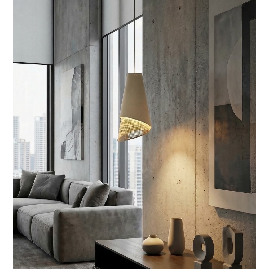 Lampadario a sospensione con cavo MODA 1xE27/15W/230V beige/rattan