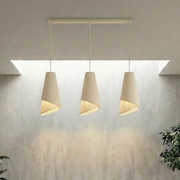Lampadario a sospensione con cavo MODA 3xE27/15W/230V beige/rattan