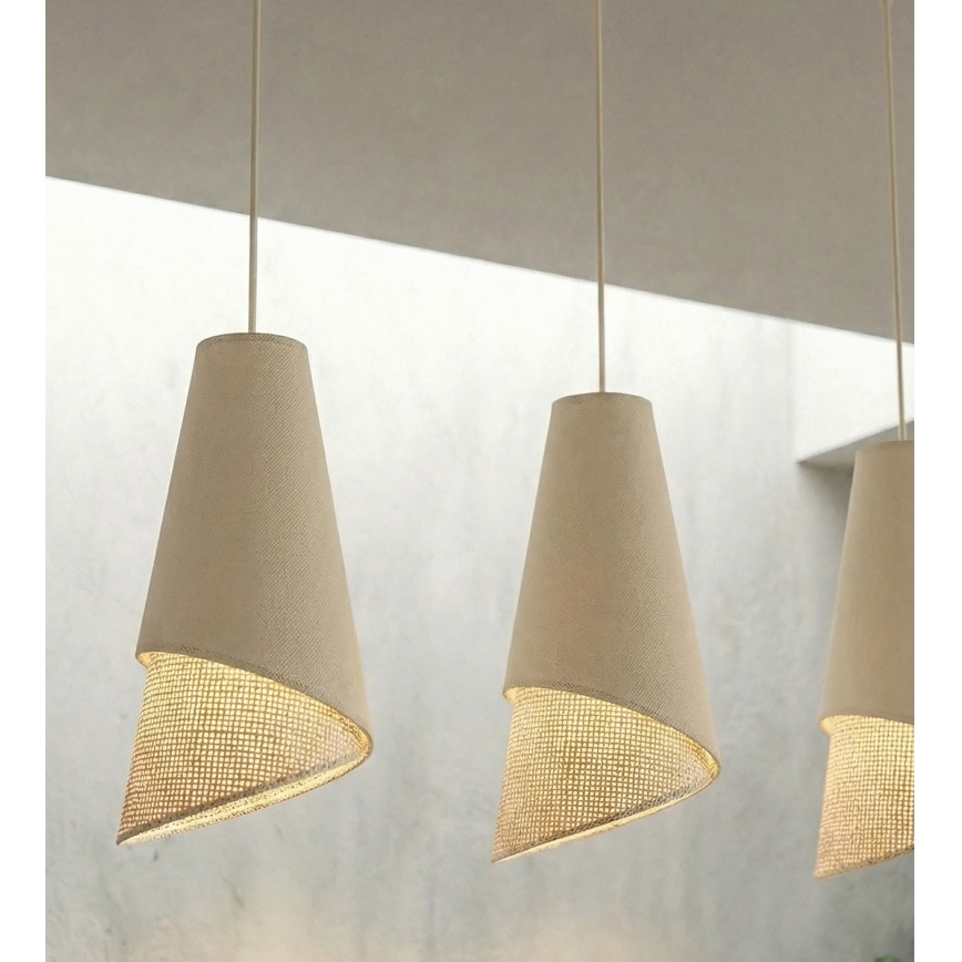 Lampadario a sospensione con cavo MODA 3xE27/15W/230V beige/rattan