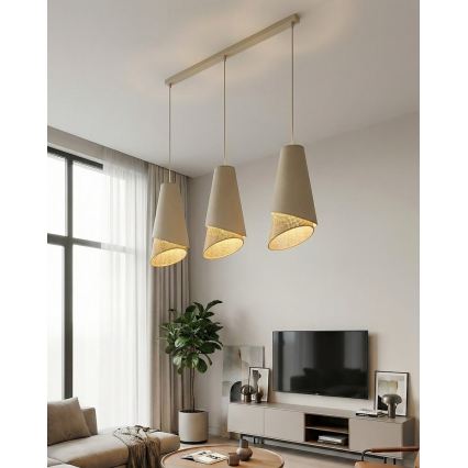 Lampadario a sospensione con cavo MODA 3xE27/15W/230V beige/rattan