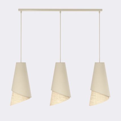 Lampadario a sospensione con cavo MODA 3xE27/15W/230V beige/rattan