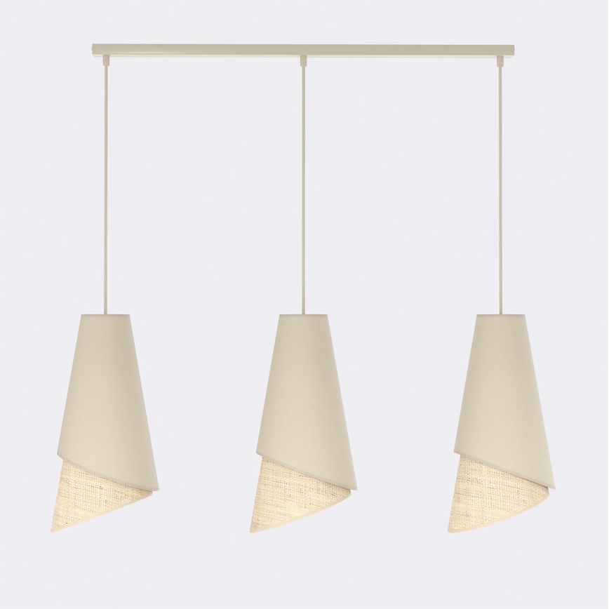 Lampadario a sospensione con cavo MODA 3xE27/15W/230V beige/rattan
