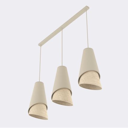 Lampadario a sospensione con cavo MODA 3xE27/15W/230V beige/rattan