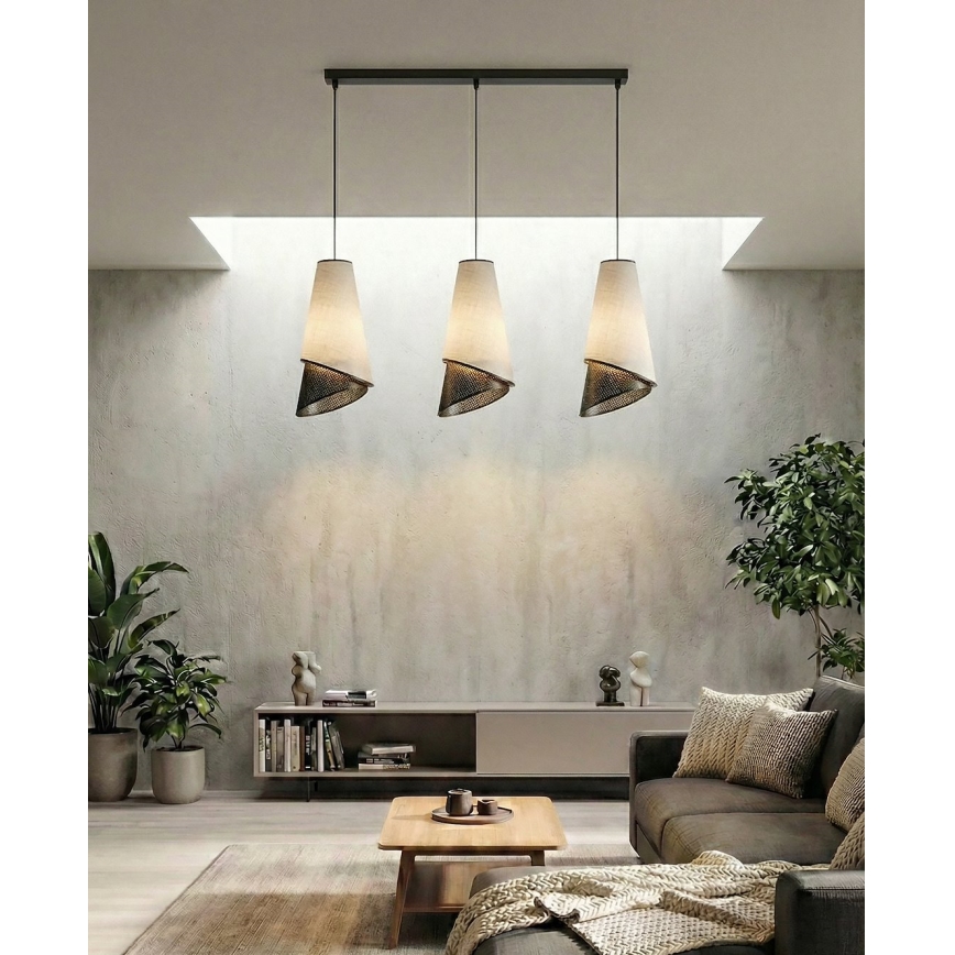 Lampadario a sospensione con cavo MODA 3xE27/15W/230V grigio/nero