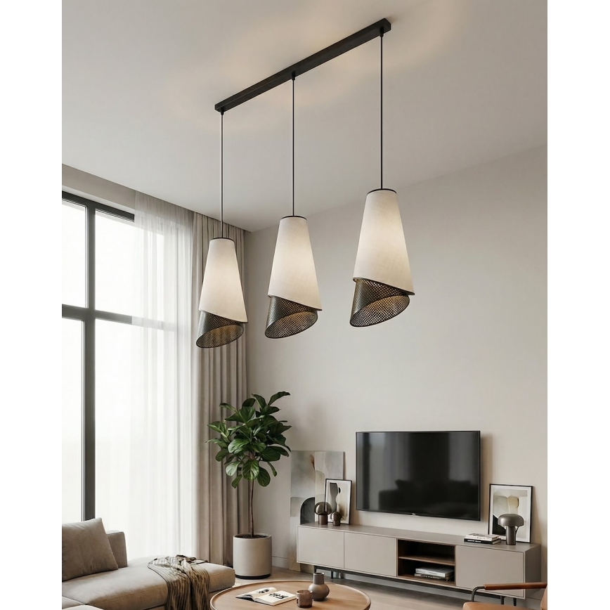 Lampadario a sospensione con cavo MODA 3xE27/15W/230V grigio/nero