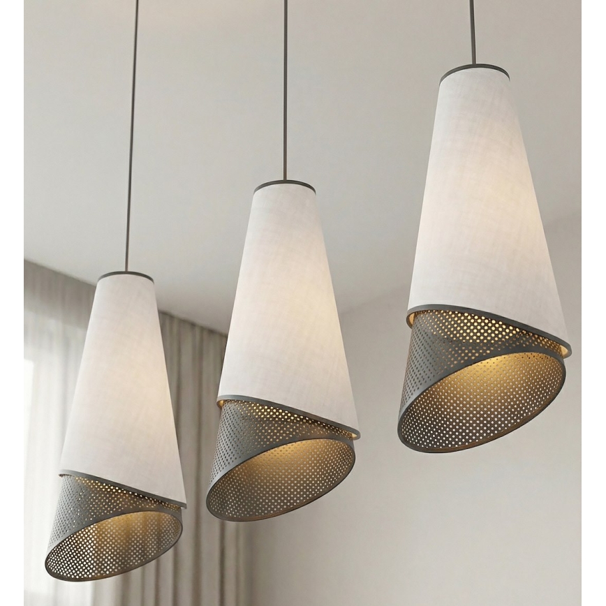 Lampadario a sospensione con cavo MODA 3xE27/15W/230V grigio/nero