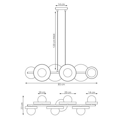 Lampadario a sospensione con cavo MODEL 6xG9/8W/230V nero