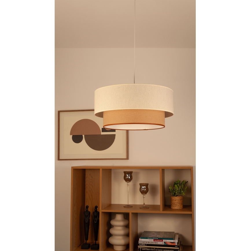 Lampadario a sospensione con cavo NATIA 1xE27/60W/230V bianco/marrone