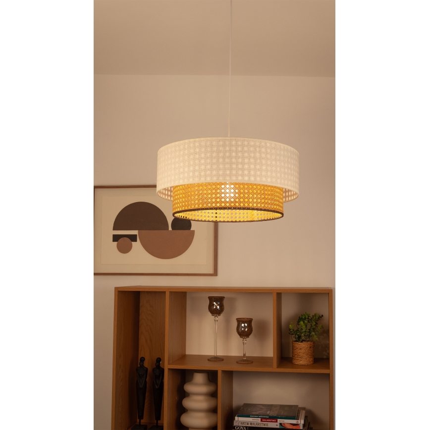 Lampadario a sospensione con cavo NATIA 1xE27/60W/230V Ø 45 cm bianco/marrone