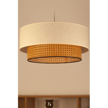 Lampadario a sospensione con cavo NATIA 1xE27/60W/230V Ø 45 cm bianco/marrone
