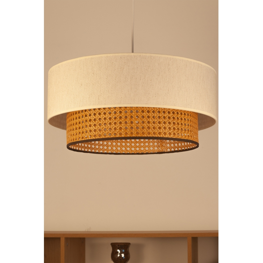Lampadario a sospensione con cavo NATIA 1xE27/60W/230V Ø 45 cm bianco/marrone