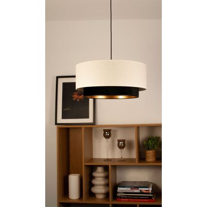 Lampadario a sospensione con cavo NATIA 1xE27/60W/230V Ø 45 cm bianco/nero