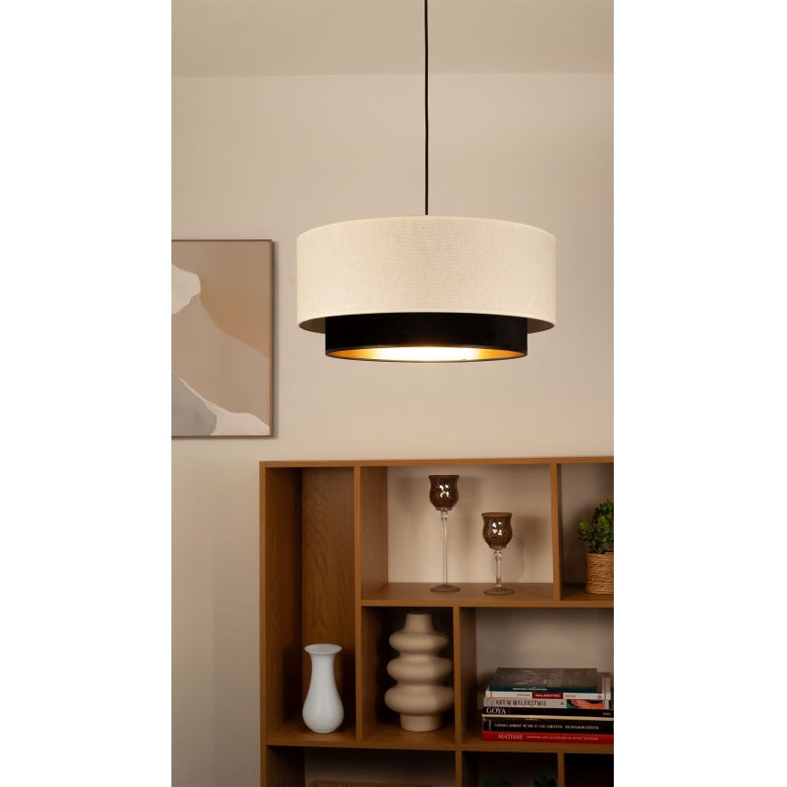 Lampadario a sospensione con cavo NATIA 1xE27/60W/230V Ø 45 cm bianco/nero