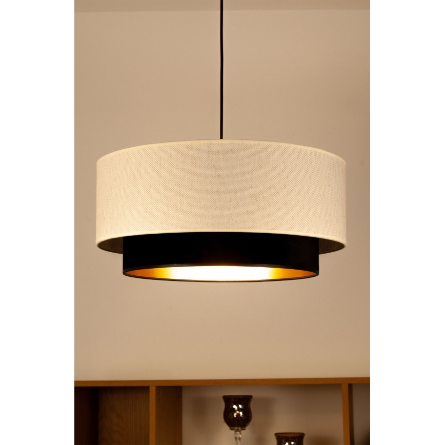 Lampadario a sospensione con cavo NATIA 1xE27/60W/230V Ø 45 cm bianco/nero