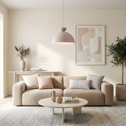 Lampadario a sospensione con cavo NEVIS 1xE27/15W/230V Ø 50 cm crema