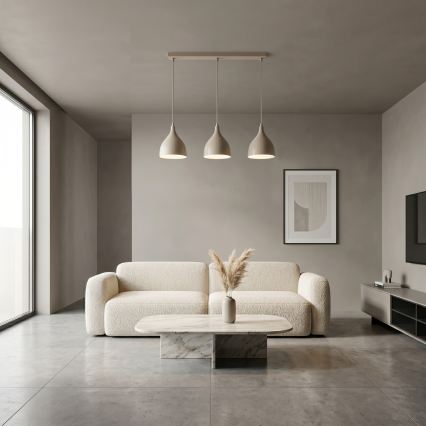 Lampadario a sospensione con cavo NOAK CLASSIC 3xE27/15W/230V beige