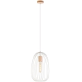 Lampadario a sospensione con cavo OVELLA 1xE27/15W/230V Ø 25 cm crema/pino