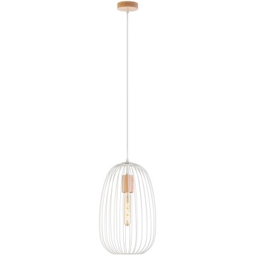 Lampadario a sospensione con cavo OVELLA 1xE27/15W/230V Ø 25 cm crema/pino