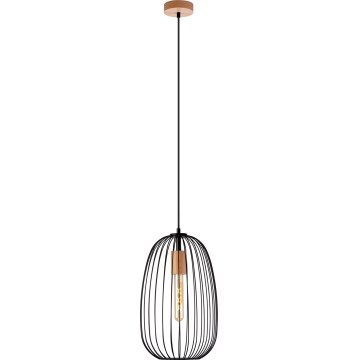 Lampadario a sospensione con cavo OVELLA 1xE27/15W/230V Ø 25 cm nero/pino