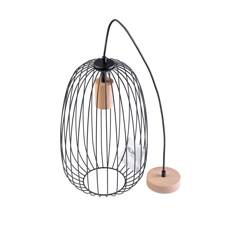 Lampadario a sospensione con cavo OVELLA 1xE27/15W/230V Ø 25 cm nero/pino