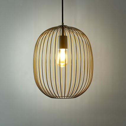 Lampadario a sospensione con cavo OVELLA 1xE27/15W/230V Ø 34 cm beige