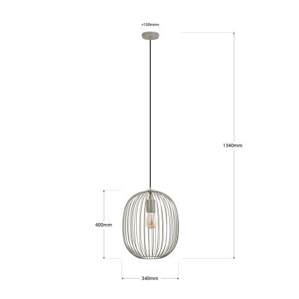 Lampadario a sospensione con cavo OVELLA 1xE27/15W/230V Ø 34 cm beige