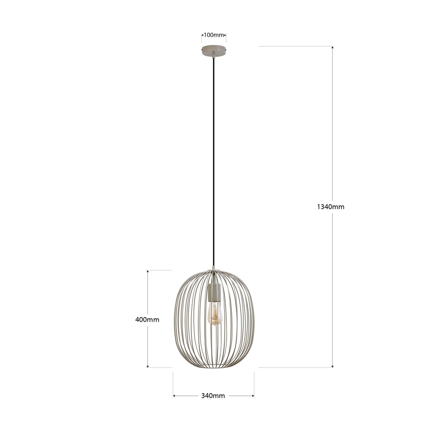 Lampadario a sospensione con cavo OVELLA 1xE27/15W/230V Ø 34 cm beige