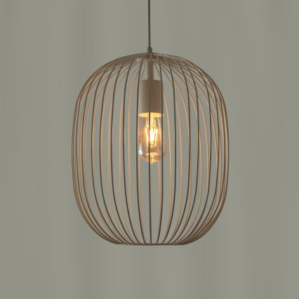 Lampadario a sospensione con cavo OVELLA 1xE27/15W/230V Ø 34 cm crema
