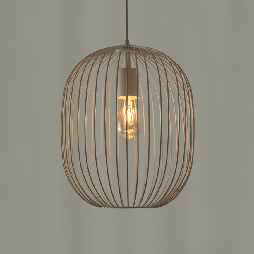 Lampadario a sospensione con cavo OVELLA 1xE27/15W/230V Ø 34 cm crema