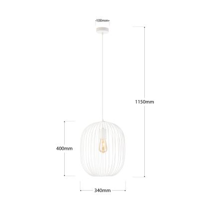 Lampadario a sospensione con cavo OVELLA 1xE27/15W/230V Ø 34 cm crema