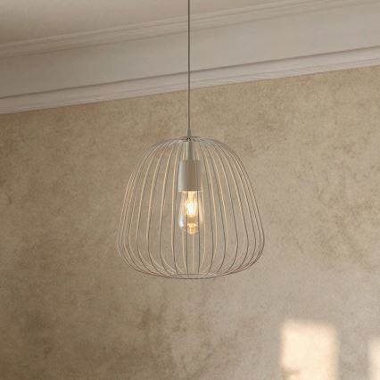 Lampadario a sospensione con cavo OVELLA 1xE27/15W/230V, Ø 36 cm, crema