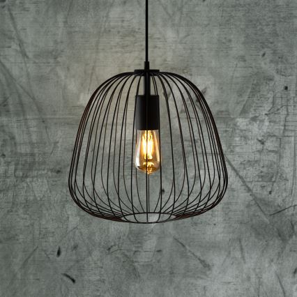 Lampadario a sospensione con cavo OVELLA 1xE27/15W/230V Ø 36 cm nero