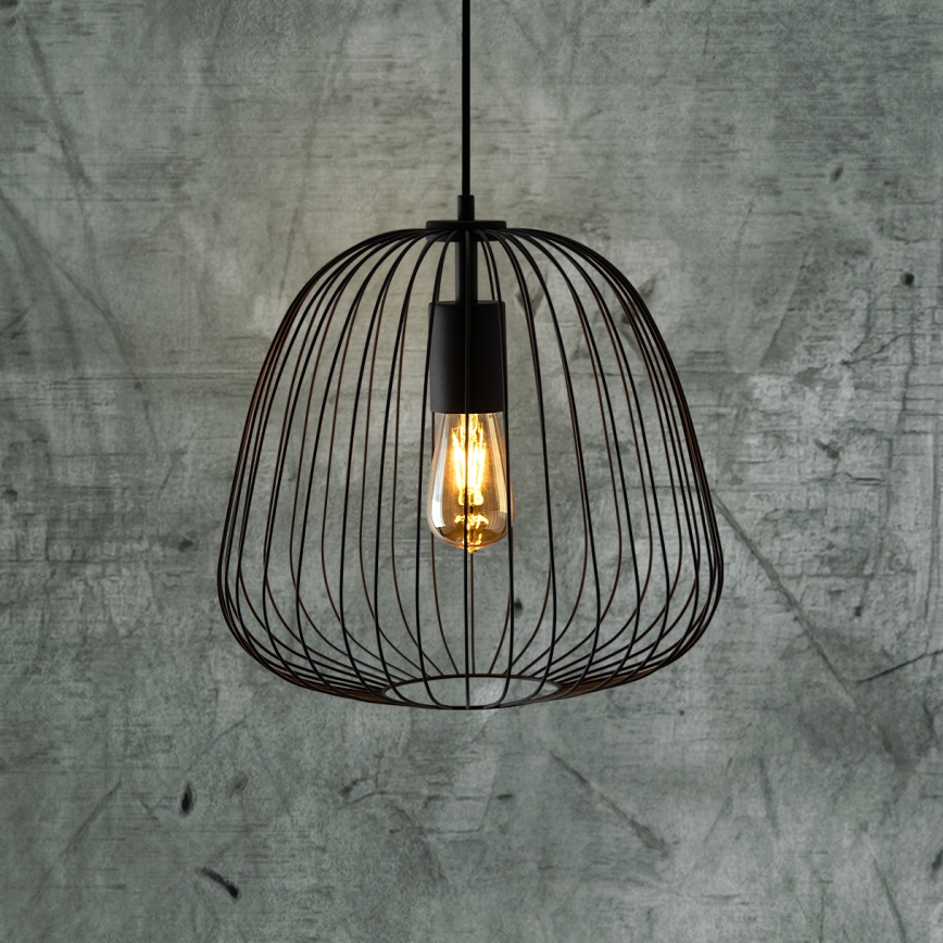 Lampadario a sospensione con cavo OVELLA 1xE27/15W/230V Ø 36 cm nero