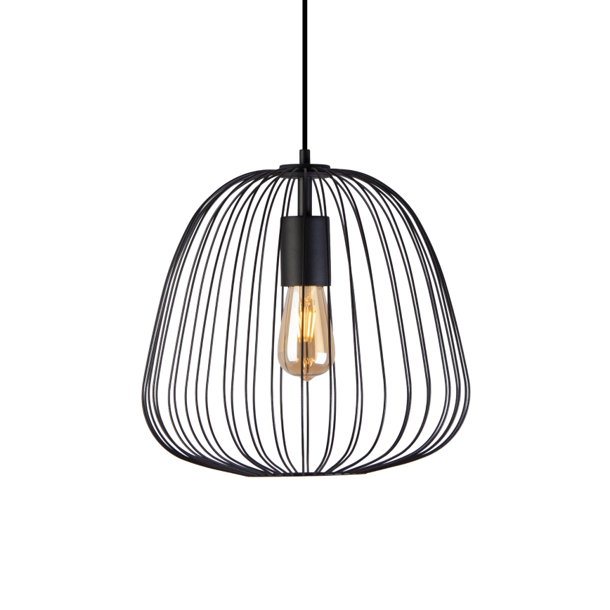 Lampadario a sospensione con cavo OVELLA 1xE27/15W/230V Ø 36 cm nero