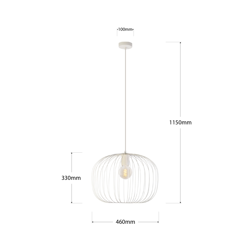 Lampadario a sospensione con cavo OVELLA 1xE27/15W/230V Ø 46 cm crema