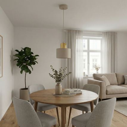 Lampadario a sospensione con cavo PARKLA 1xE27/15W/230V beige/oro