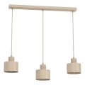 Lampadario a sospensione con cavo PARKLA 3xE27/15W/230V beige