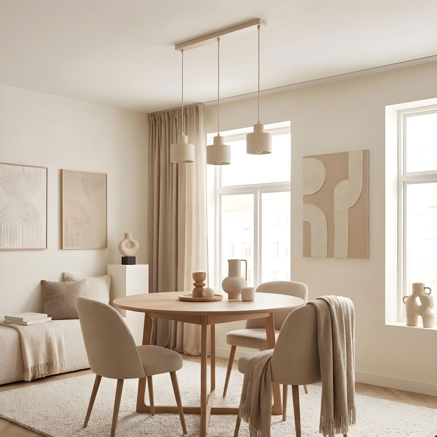 Lampadario a sospensione con cavo PARKLA 3xE27/15W/230V beige