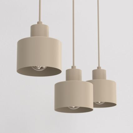 Lampadario a sospensione con cavo PARKLA 3xE27/15W/230V beige